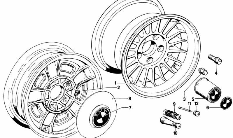 Tuerca de rueda para varios modelos/series de BMW (OEM 36111108947). Original BMW