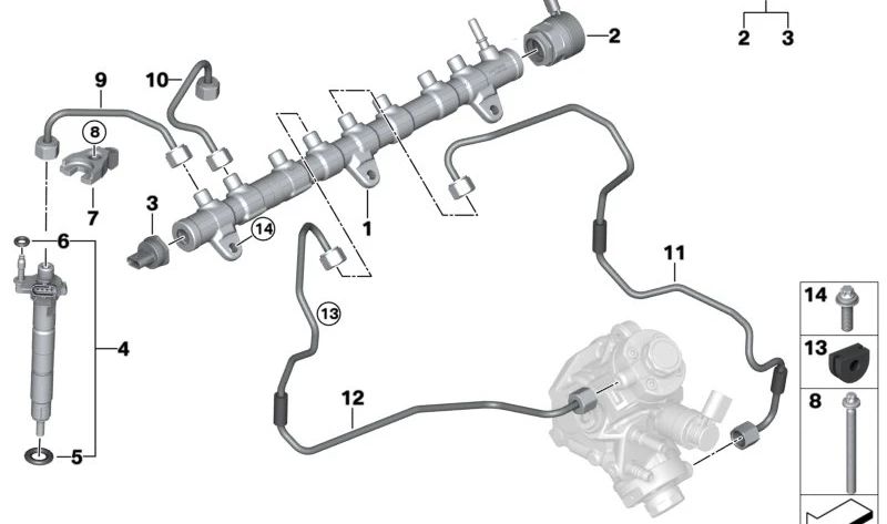 OEM fuel injector 13538599210 for BMW G20, G21, G22, G23, G30, G31, G32, G11, G12, G14, G15, G16, G01, G02, G05, G06, G07. Original BMW.