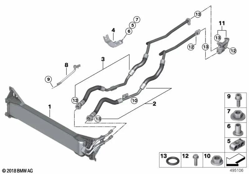 Enfriador de Aceite de Transmisión para BMW X3 F97, F97N, X4 F98, F98N (OEM 17118693360). Original BMW