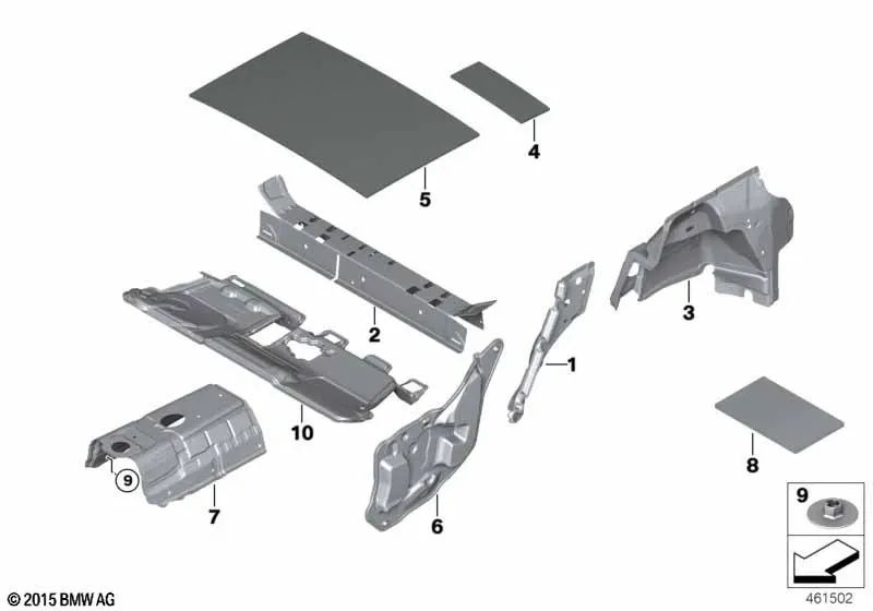 Aislamiento acústico para BMW X1 F48, F48N (OEM 51487461347). Original BMW.