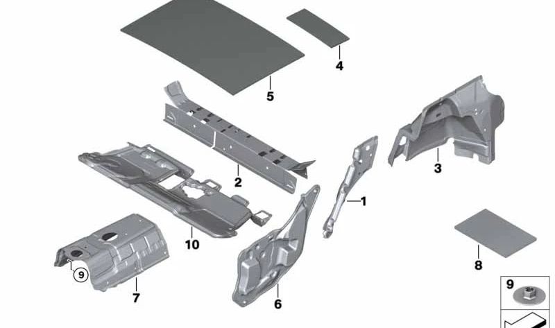 Akustische Isolierung linker Hinterrad OEM 51487373917 für BMW F48, F49. Original BMW.