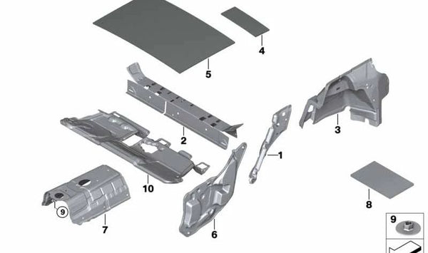 Aislamiento acústico maletero para BMW F46, F46N (OEM 51477327046). Original BMW