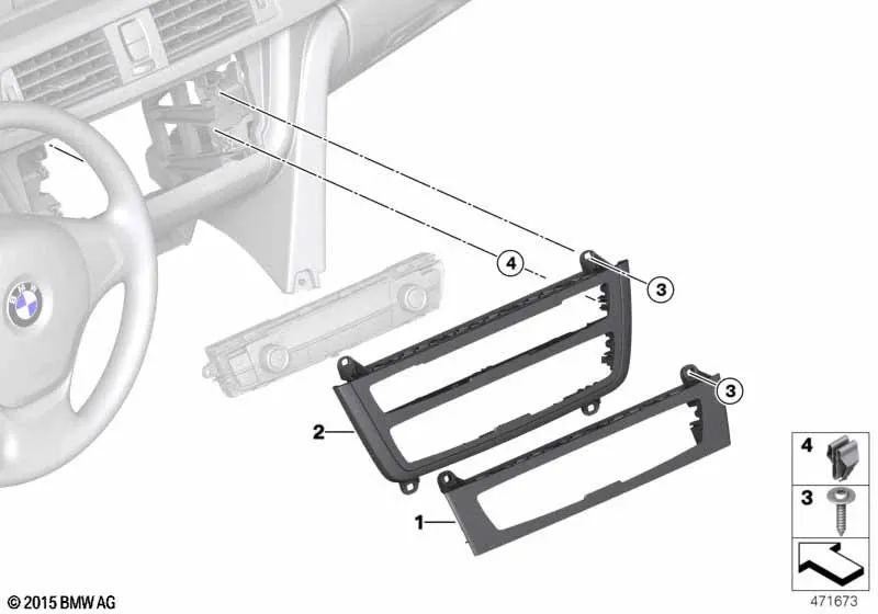 Cubierta de la Unidad de Control del Clima para BMW Serie 1 F20N, F21N, Serie 2 F22, F22N, F23, F23N, F87, F87N (OEM 64119338772). Original BMW