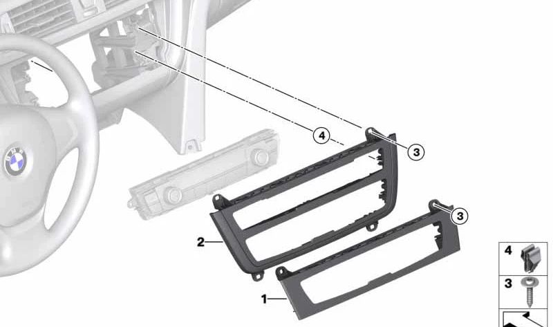 Cubierta de la unidad de control del clima para BMW F80, F32, F33, F36, F82, F83 (OEM 64119306450). Original BMW