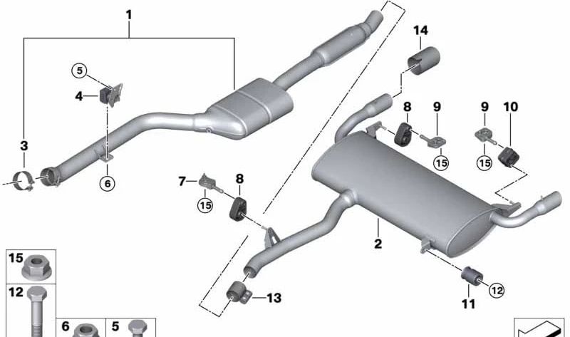 Silencioso trasero OEM 18308693940 para BMW G02, G05. Original BMW.