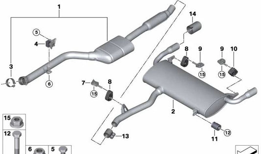 Silenciador traseiro OEM 18308693939 para BMW G01, G08. BMW original