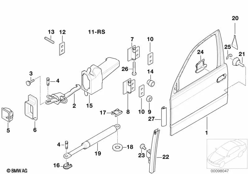 Freno de puerta delantero para BMW Serie 7 E38 (OEM 51218234604). Original BMW