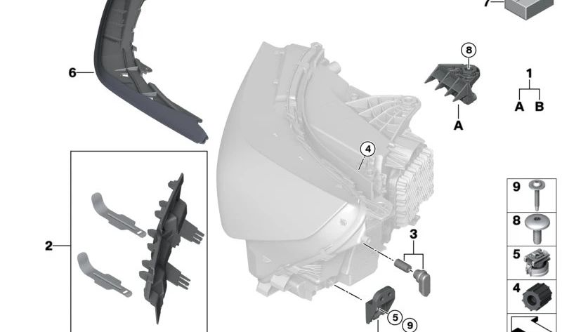 OEM 63115A0E635 Ensemble de vis pour BMW G60, G61, G68, G90, G01, G08, F97, G02, F98. BMW d'origine.