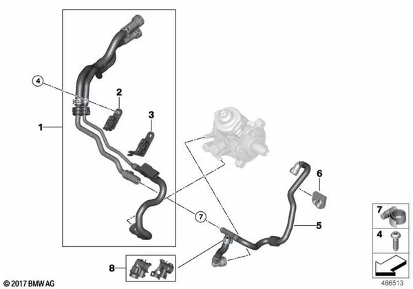 Línea de retorno de combustible para BMW F48, F39 (OEM 13538514117). Original BMW.