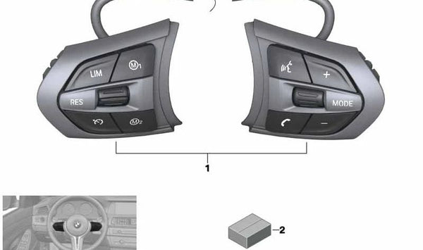 Módulo de botones para volante M-Sport OEM 61317849409 para BMW F87, F80, F82, F83, F10, F06, F12, F13, F85, F86. Original BMW.