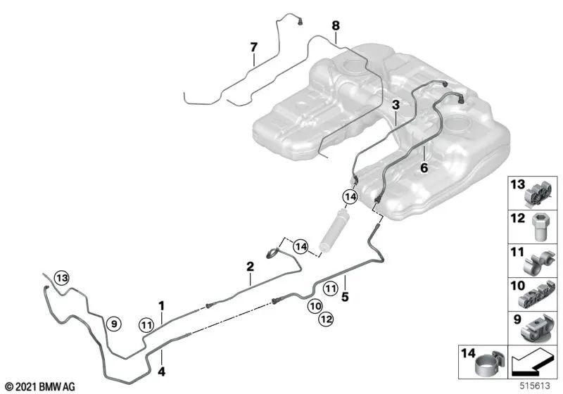 Línea de presión para BMW E70, F15, F85, E71, F16, F86 (OEM 16117170952). Original BMW