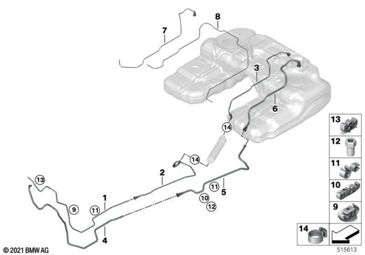 Línea de presión para BMW E70, F15, F85, E71, F16, F86 (OEM 16117170952). Original BMW