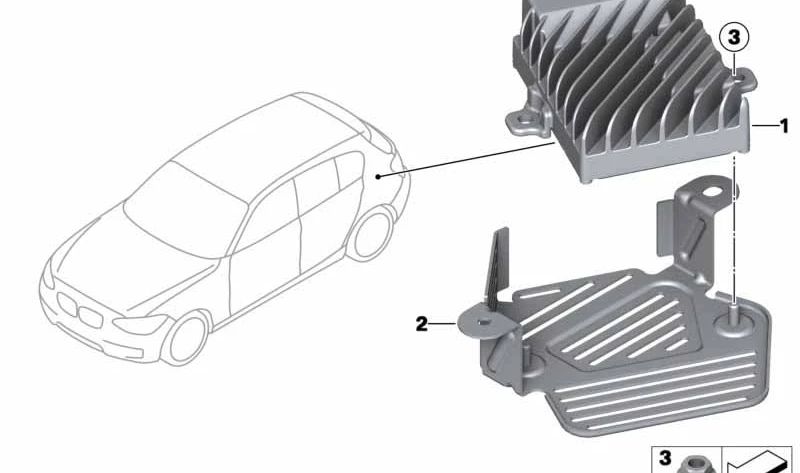 Soporte Controlador Active Sound Design para BMW F20, F21, F22, F23, F87, F30, F31, F34, F80, F32, F33, F36, F82, F83 (OEM 65159286253). Original BMW