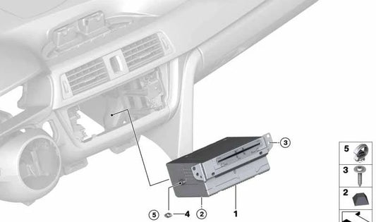 Radio Multimedia OEM 65126991585 per BMW. Compatibile con i modelli: F20, F21, F22, F23, F30, F31, F34, F80, F32, F33, F36, F87, F82, F83, F45, F46, F48. BMW originale.