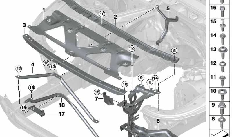 Conexión transversal delantera para BMW G12, G12N (OEM 51647357208). Original BMW.