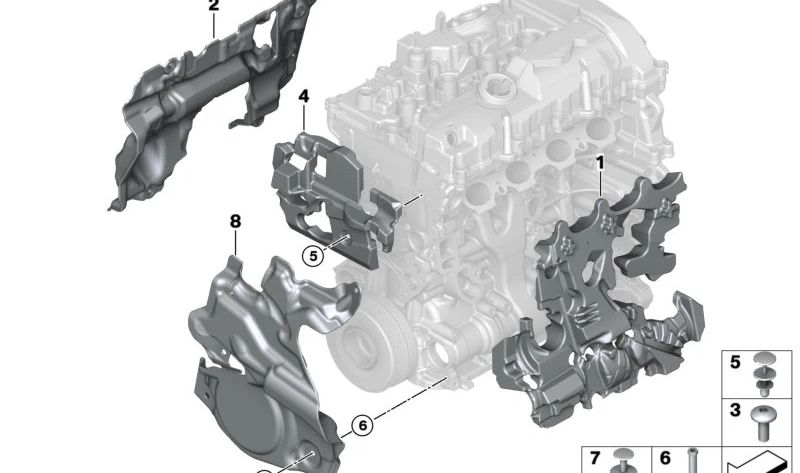 Encapsulamiento del motor delantero superior para BMW Serie 1 F20N, F21N, Serie 2 F22, F23, Serie 3 F30N, F31N, F34N, G20, G20N, Serie 4 F32, F33, F36, G22, G26, Serie 5 G30, G31, G38, Serie 6 G32, Serie 7 G11, G12, X3 G01, G08, X4 G02 (OEM 11147648898).