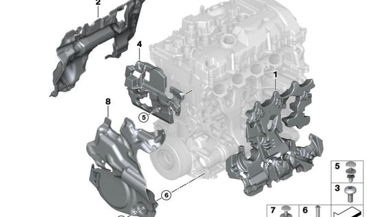 Vorderes oberes Motorgehäuse für BMW 1er F20N, F21N, 2er F22, F23, 3er F30N, F31N, F34N, G20, G20N, 4er F32, F33, F36, G22, G26, 5er G30, G31, G38, Serie 6 G32, Serie 7 G11, G12, X3 G01, G08, X4 G02 (OEM 11147648898).