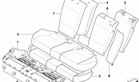 Funda respaldo de cuero derecha para BMW X3 E83N (OEM 52203422195). Original BMW