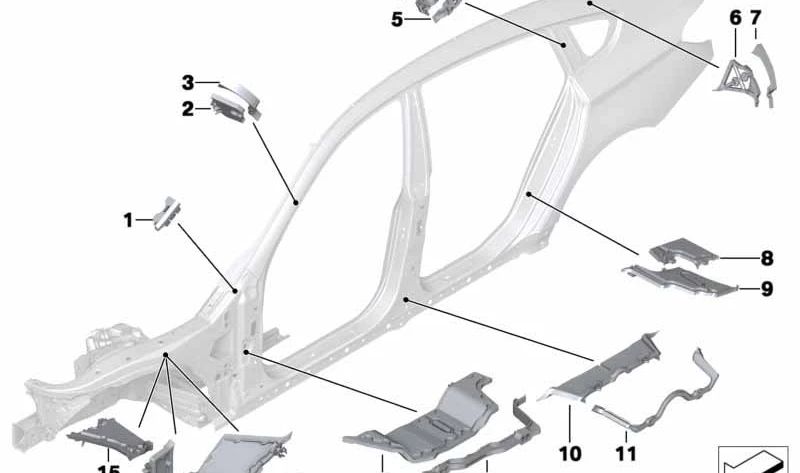 Guía exterior derecha de acceso OEM 41217192802 para BMW Serie 5 GT F07. Original BMW.