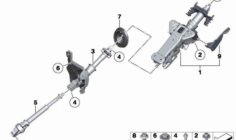 Ajuste de columna de dirección mecánico para BMW Serie 5 F07, F10, F11, F18 (OEM 32306795343). Original BMW