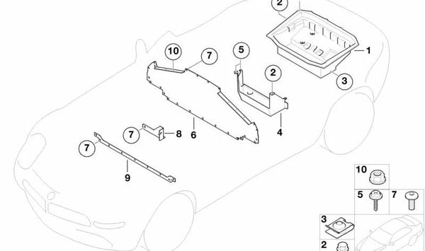 Tabique del Maletero para BMW E52 (OEM 51718243191). Original BMW.