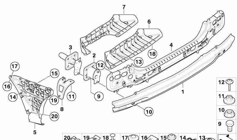 Soporte parachoques trasero derecho para BMW Serie 5 E60N (OEM 51127178186). Original BMW