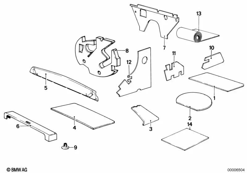 Rear right window frame sound insulation for BMW 5 Series E12, E28 (OEM 51481815888). Original BMW.