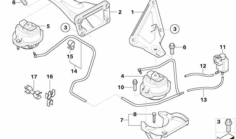 Soporte motor izquierdo OEM 22116770005 para BMW Serie 7 {E65, E66}. Original BMW.