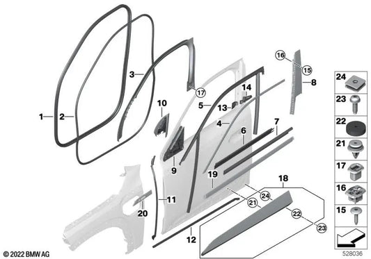 Junta de puerta delantera derecha para BMW G09 (OEM 51769451260). Original BMW