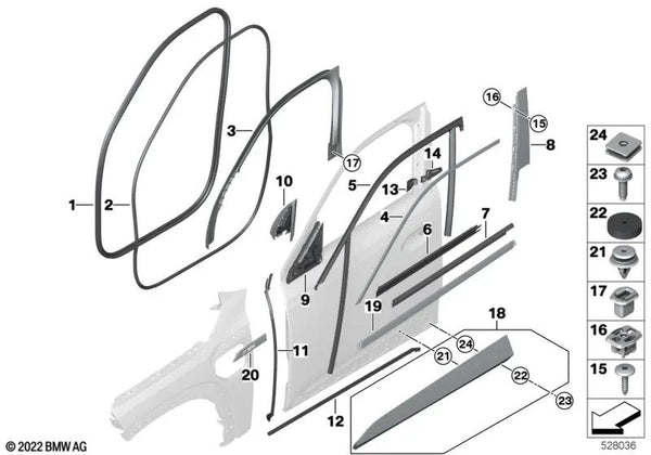 Fugendichtung A-Säule para BMW XM G09 (OEM 51769451258). Original BMW