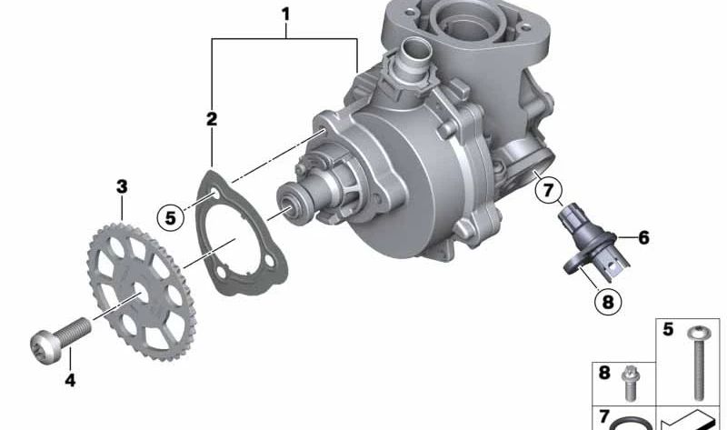 Bomba de Vacío para BMW Serie 1 E82, E88, F20, F21, Serie 2 F22, Serie 3 E90N, E91N, E92N, E93N, F30, F31, F34, F35, Serie 4 F32, F33, F36, Serie 5 F07, F10, F11, Series 6 F06, F12, F13, Serie 7 F01N, X1 E84, X3 F25, X4 F26, X5 E70N, X6 E71 (OEM 116676111