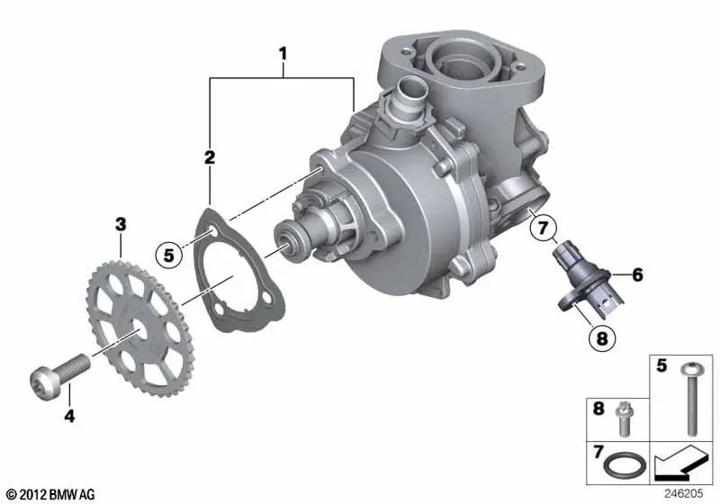 Vacuumpumpe para BMW F20, F21, F22, F23, F30, F31, F32, F33, F34, F35, F35N, F36, F87, F87N, F07N, F10N, F11N, F12, F12N, F13, F15, F16, F25, F26, F18N (OEM 11668618897). Original BMW.