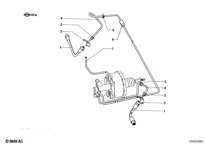 Brake hose for BMW E46, F30, F80 (OEM 34321159882). Original BMW