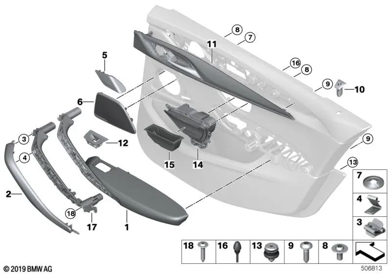 Franja decorativa de madera Fineline brillante izquierda para BMW F90, G30, G31 (OEM 51427488507). Original BMW