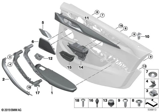 Decoración Carbono derecha para BMW F90, F90N (OEM 51428090392). Original BMW.