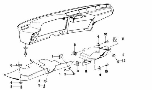 Revestimiento inferior derecho para BMW Serie 3 E21 (OEM 51451827544). Original BMW