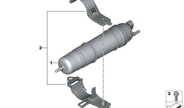 Soporte del Filtro de Combustible para BMW Serie 1 F70, Serie 2 U06, X1 U11, X2 U10 (OEM 13327925861). Original BMW.