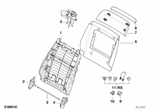 Pared Trasera del Asiento Inferior para BMW E39, E38 (OEM 52108175779). Original BMW