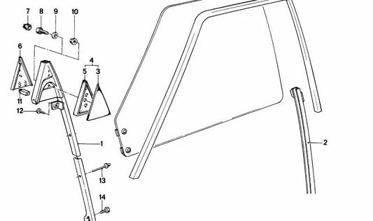 Rear right guide for BMW E12, E28 (OEM 51321939844). Original BMW