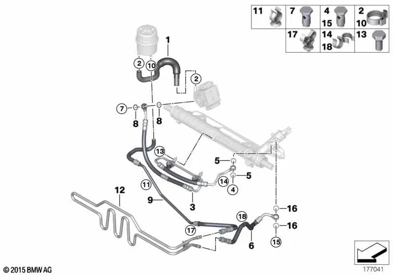 Línea de retorno para BMW Serie 1 E82, E88, Serie 3 E90, E90N, E91, E91N, E92, E92N, E93, E93N, X1 E84 (OEM 32416796326). Original BMW