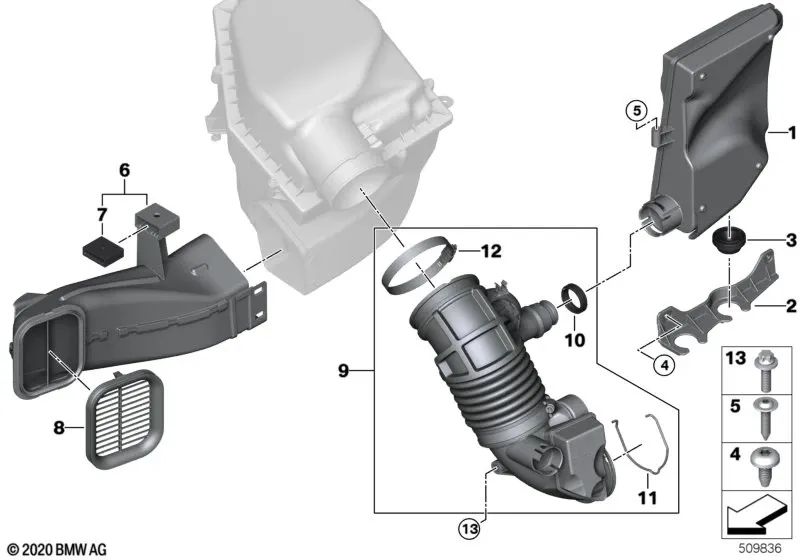 Conducto de aire para BMW X5 G05, X6 G06, X7 G07N (OEM 13717925758). Original BMW.