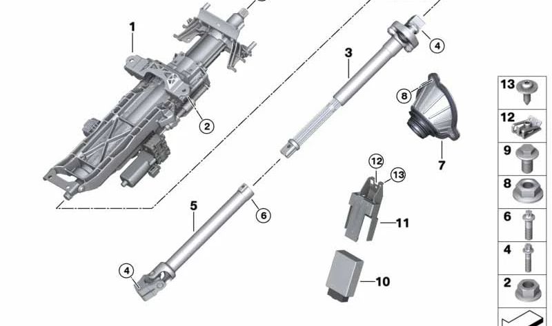 Mecanismo de ajuste eléctrico de columna de dirección OEM 32306896734 para BMW G30, G31. Original BMW.