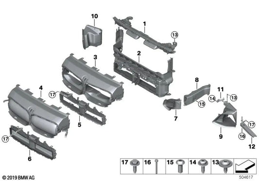 Conducción de Aire Inferior para BMW Serie 1 F40, Serie 2 F44 (OEM 51237461585). Original BMW