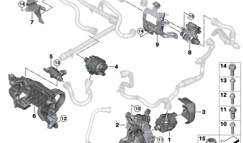 Bomba de refrigerante eléctrica para BMW Serie 2 U06, X1 U11, U12, X2 U10, MINI U25 (OEM 11515A69E35). Original BMW