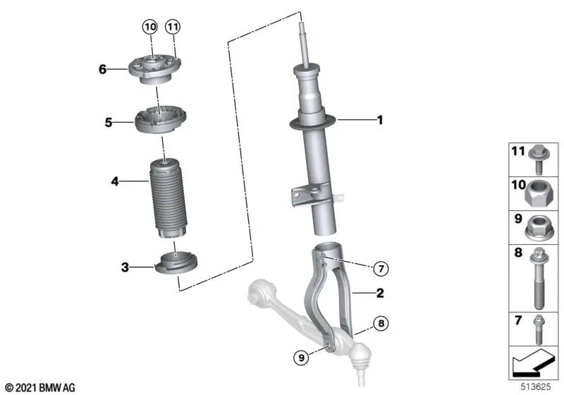 Amortiguador delantero izquierdo para BMW I20 (OEM 31306891993). Original BMW