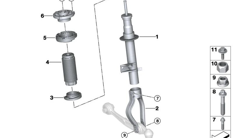 Amortiguador delantero derecho para BMW i I20 (OEM 31306891996). Original BMW.