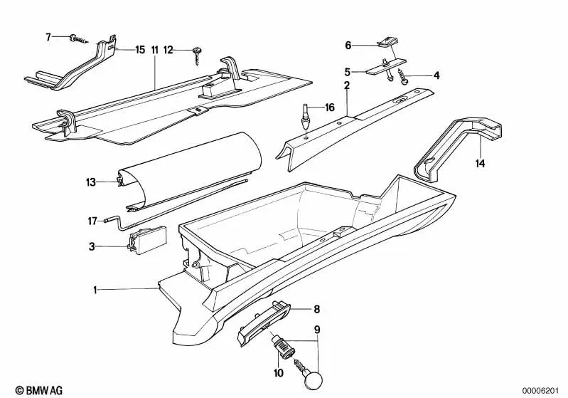 Guantera de cuero sintético para BMW Serie 7 E32 (OEM 51168114078). Original BMW