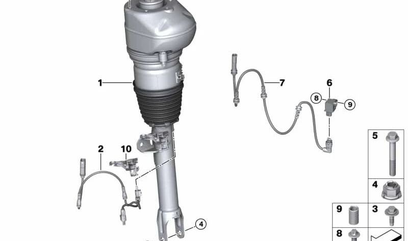 Amortiguador neumático delantero derecho para BMW Serie 7 G11, G12 (OEM 37107915970). Original BMW