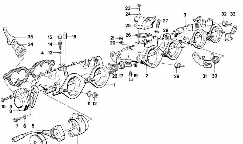 Resorte (muelle) del acelerador OEM 13541306861 para BMW (Modelos compatibles: E28, E24). Original BMW.