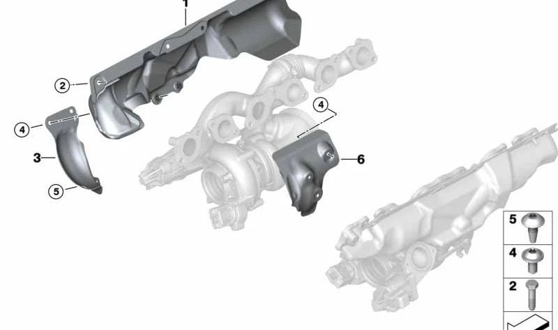 Conducto de protección térmica para BMW Serie 7 G12, G12N (OEM 11658660076). Original BMW.